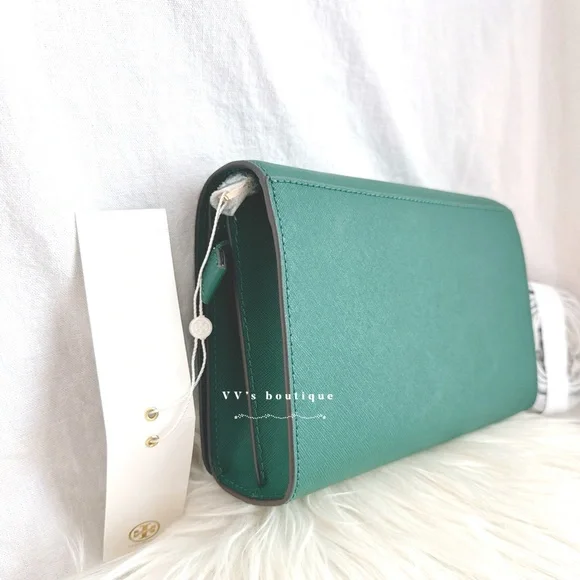 NWT Tory Burch Emerson Combo Leather Crossbody Emerald Stone Forest Green 58440